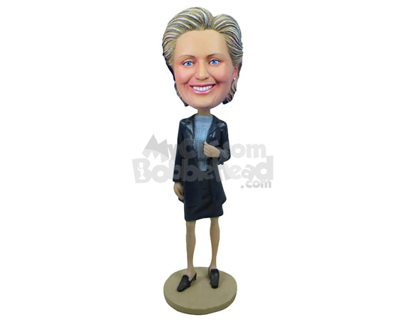 Custom Bobblehead Business Lady Wearing A Jacket Over Her Top And Short Skirt - Careers & Professionals Corporate & Executives Personalized Bobblehead & Cake Topper Custom Bobblehead Business Lady Wearing A Jacket Over Her Top And Short Skirt - Careers & Professionals Corporate & Executives Personalized Bobblehead & Cake Topper